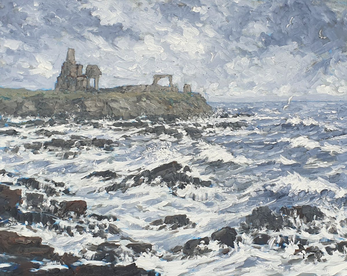 Heavy seas by Newark castle, st monans by Colin Ross Jack