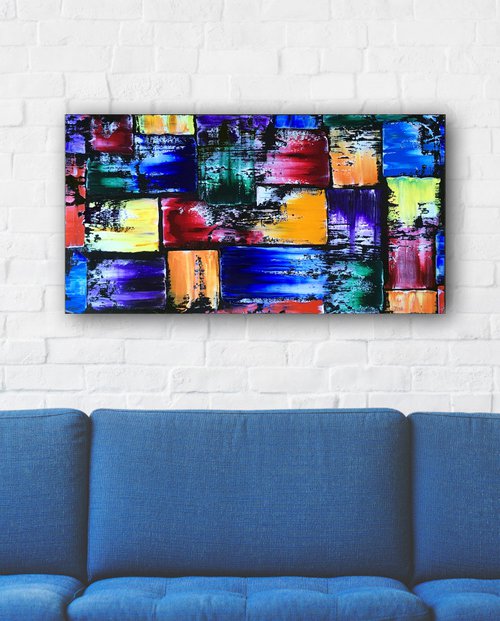 "Serendipity" - FREE USA SHIPPING + Special Price - Original PMS Oil Painting On Recycled Wood - 29 x 15 inches by Preston M. Smith (PMS)