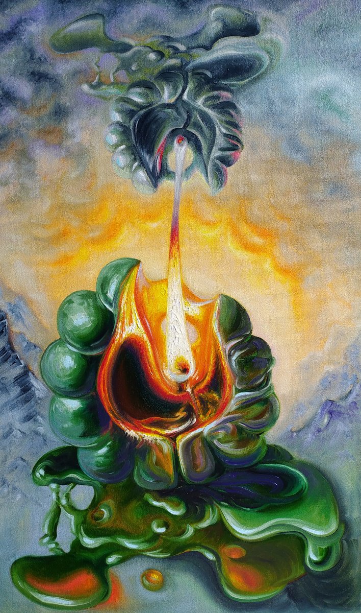 Impressionistic Abstract Oil Painting By Anna Shabalova, 12 X 20, Transformation ????, Original Artwork