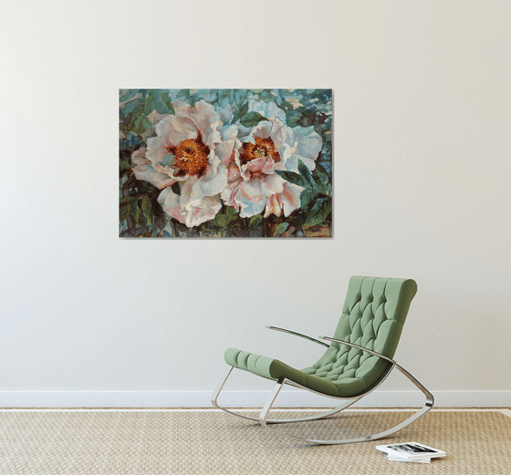 Two peonies. 100x70