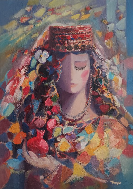 Armenian Girl   (50x70cm, oil/canvas, abstract portrait)