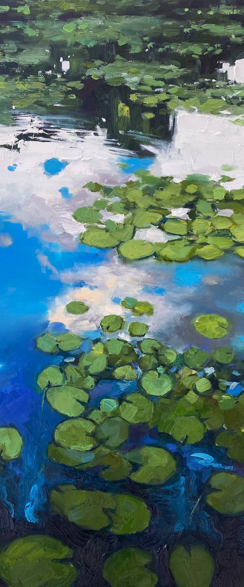 "Water-Lilies pond"-100x100cm large original oil painting by Artem Grunyka by Artem Grunyka