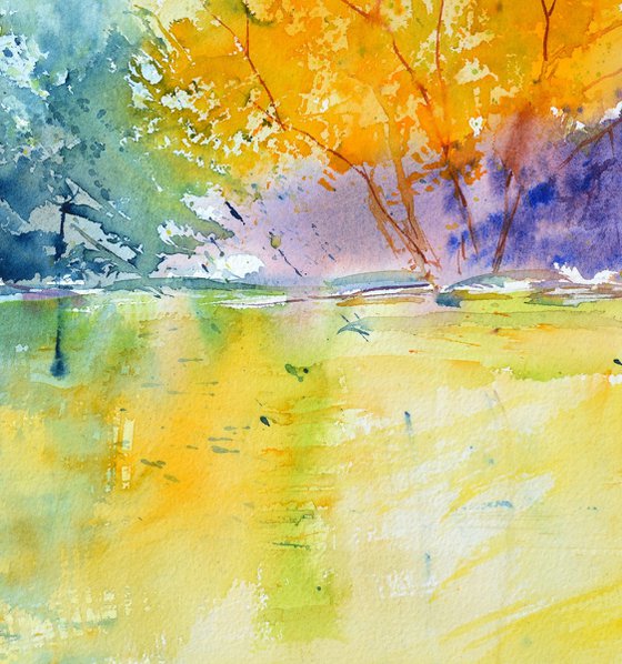Colourful pond  - watercolor