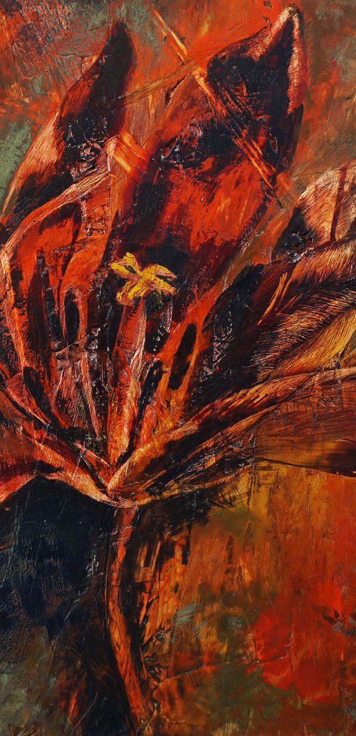 Wilting (hot wax on OSB) by Dora Stork