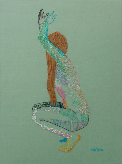 Embroidered Female Nude Figure Study by Andrew Orton