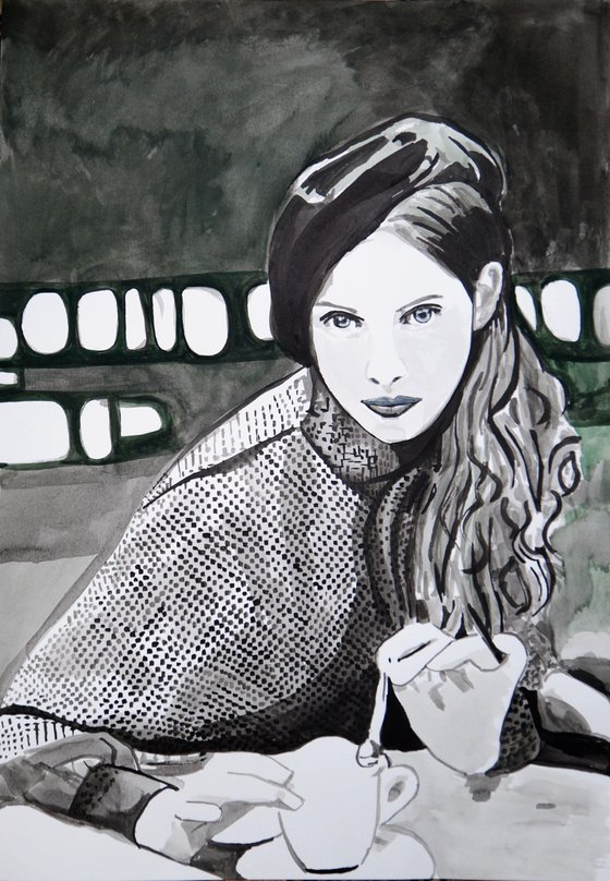 Girl in cafe / 46 X 31.7 cm