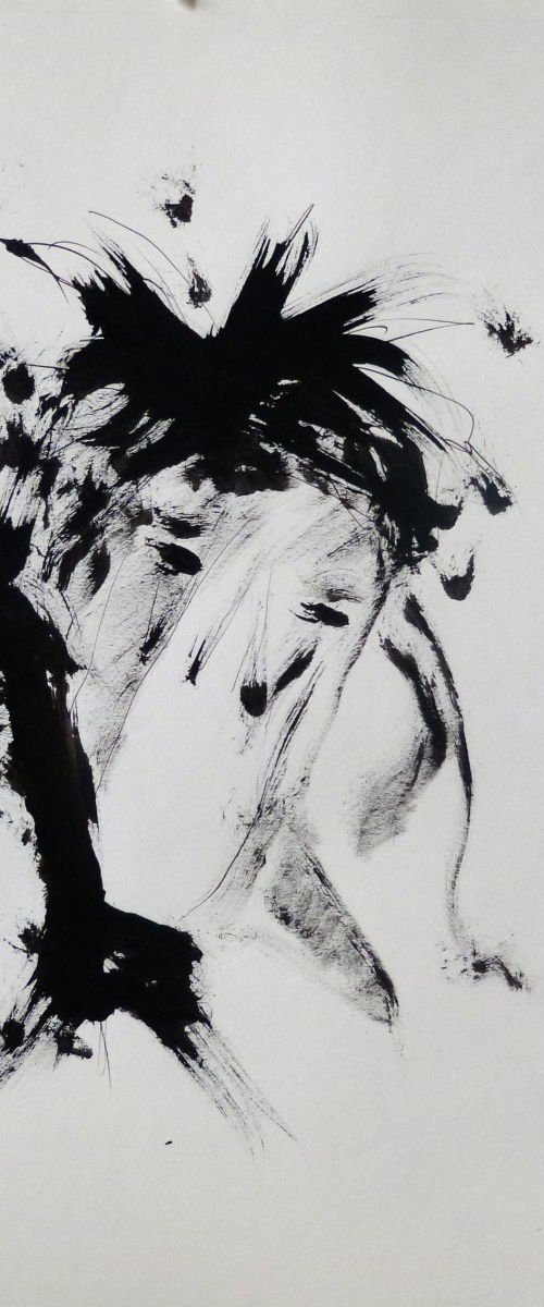 Woman's face 2 - ink drawing 29x41 cm by Frederic Belaubre