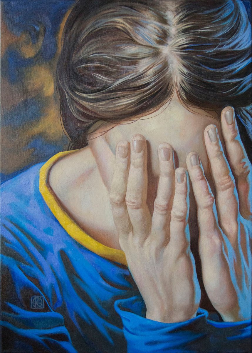 Photorealistic Portrait Oil Painting By Yaroslav Kurbanov, 22 X 30", Another World, Original Artwork