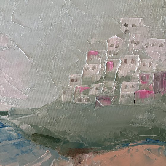 Coastal sea view beach Greek Houses Island