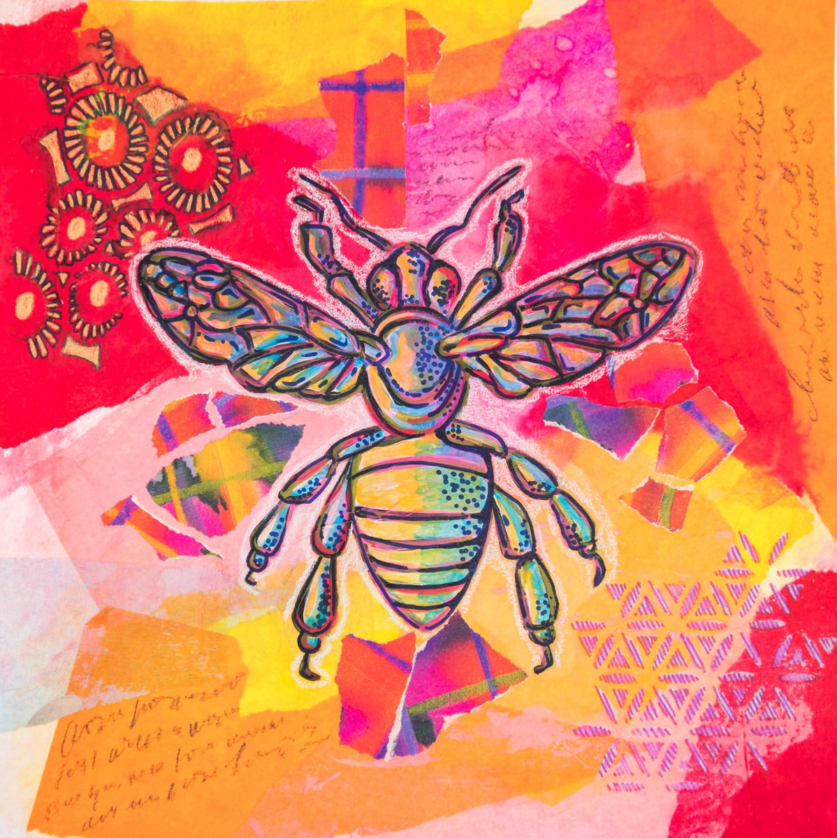 Illustrative Animal Collage By Ariadna De Raadt, 12 X 12, Small Insect 1, Original Artwork