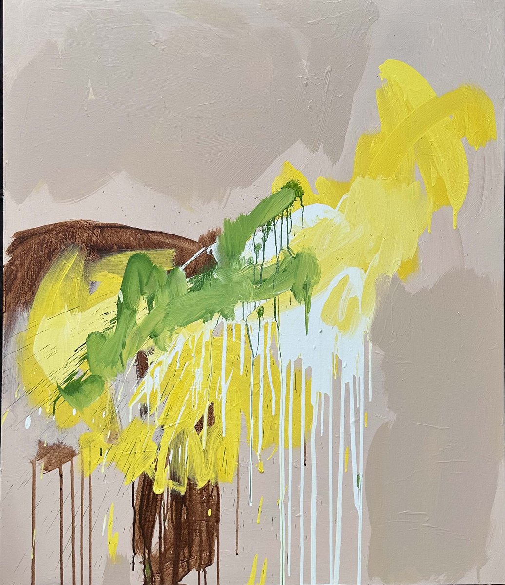 Abstract Acrylic Painting By Omar Obaid, 39 X 47", Living In A Fairytale, Original Artwork