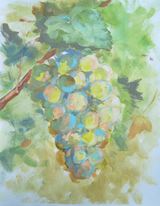 "Grapes" (acrylic on paper) (13.5x17x0.1'')