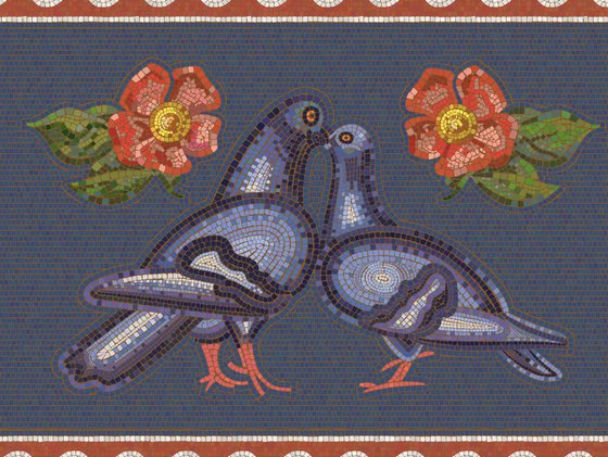 Digital handicraft/Roman Mosaic - Couple of Pigeons