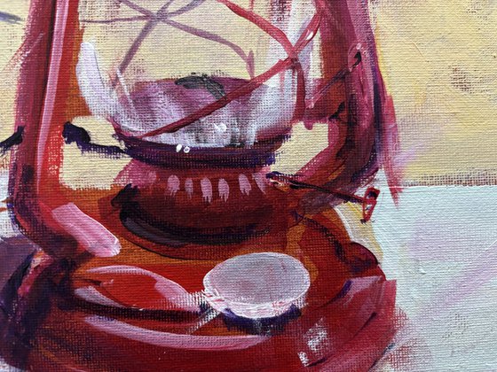 The Red Oil Lamp Still Life