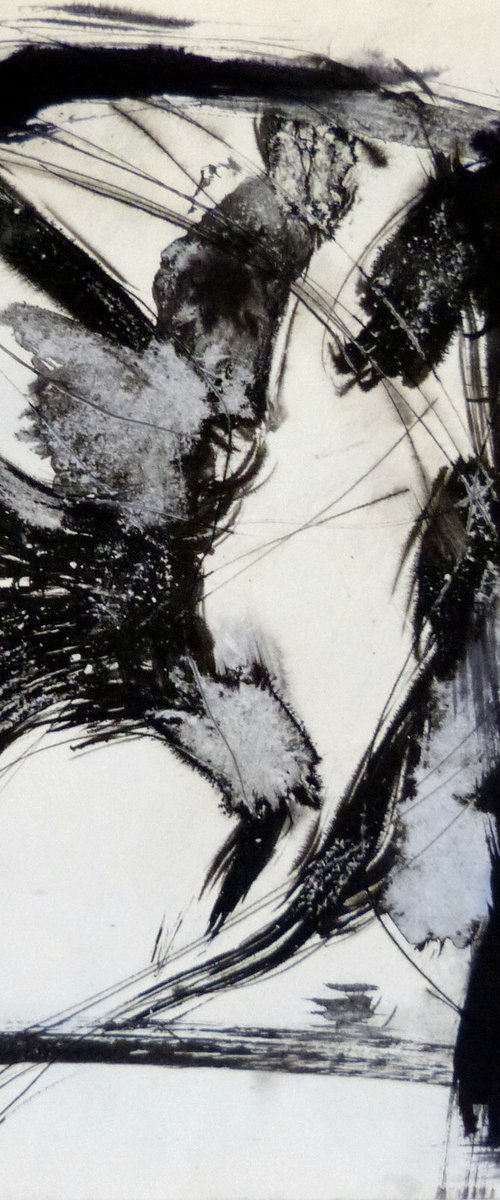 Black and white Abstract Drawing 3, Ink on Paper 24x32 cm by Frederic Belaubre