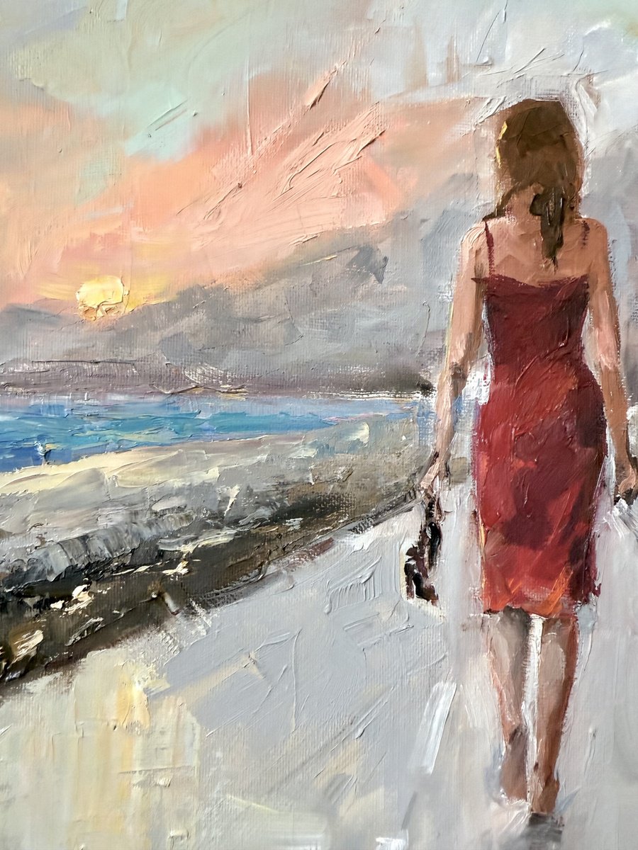 Impressionistic Portrait Oil Painting By Irina Alexandrina, 11 X 14, Woman. Red., Original Artwork