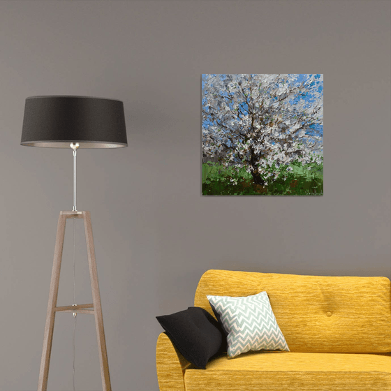 Flowering cherry tree - Original oil painting