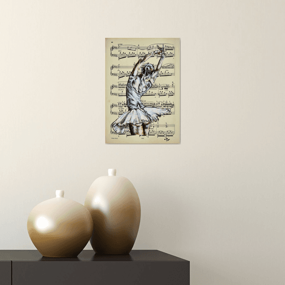 Ballerina XXXVI- Vintage Music Page, GIFT idea