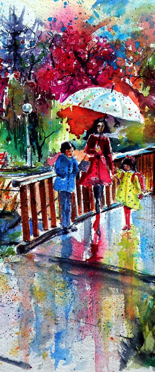 Walk to school on rainy day by Kovács Anna Brigitta