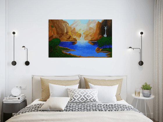 Speaking Water - river waterfalls landscape painting
