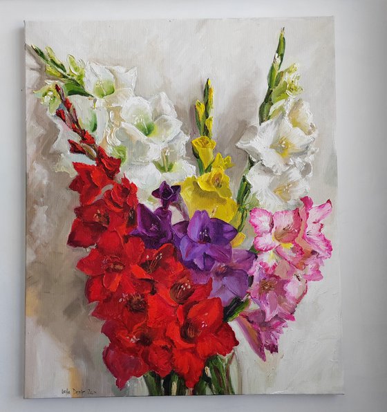 Gladiolus bouquet Sword Lilies colorfull flower art