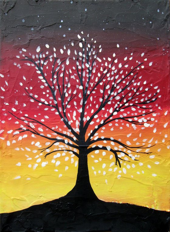 landscape tree  colour abstract " The Tree of Love and Life " painting art canvas - 24 x 36 inches