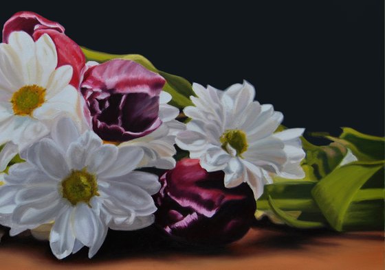 Still Life with Daisies and Tulips