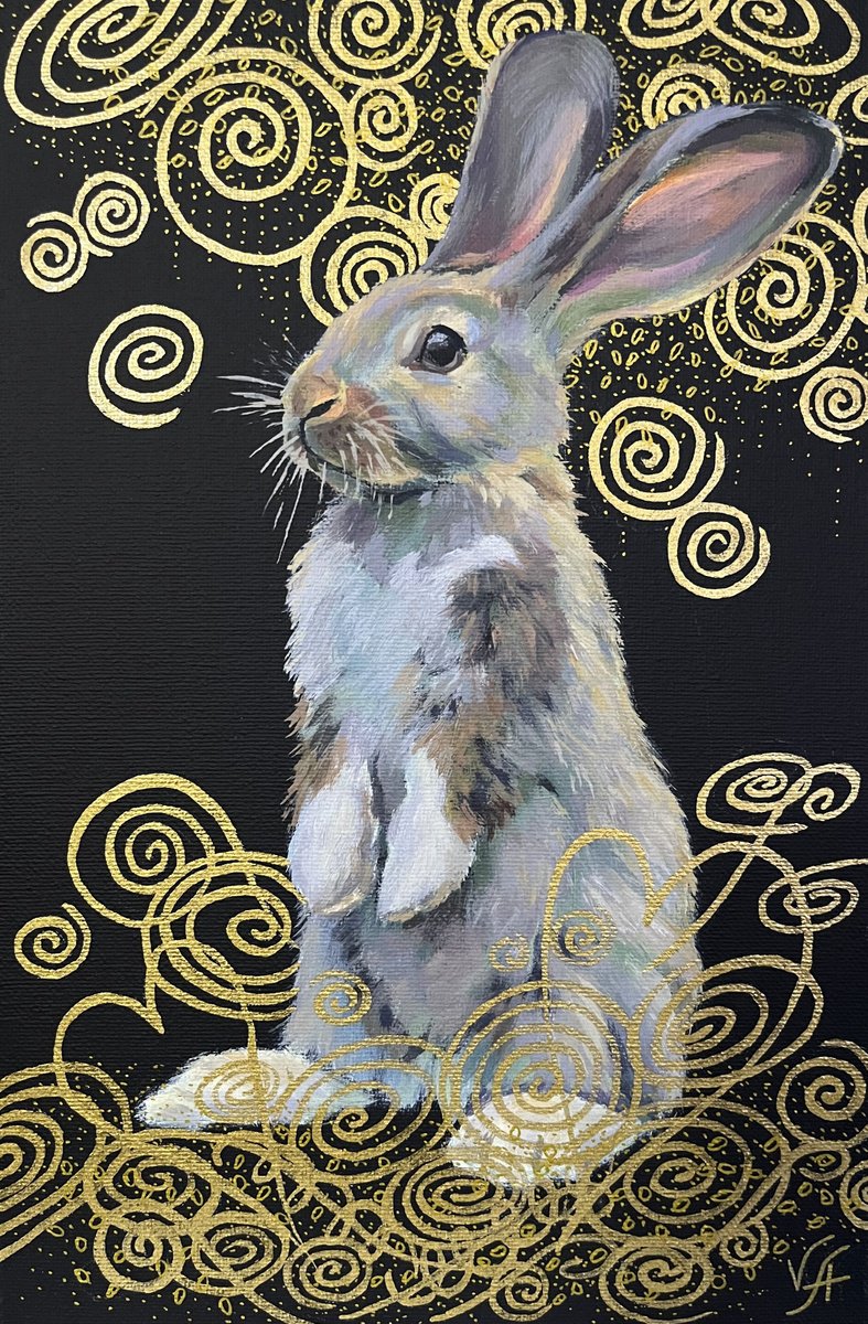 Illustrative Animal Painting By Alona Vakhmistrova, 8 X 12, Standing Rabbit, Original Artwork