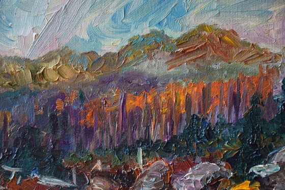 Oil painting November in mountains High Tatras