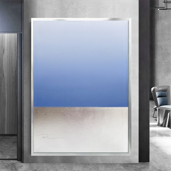 Minimalist Blue on Silver Sea