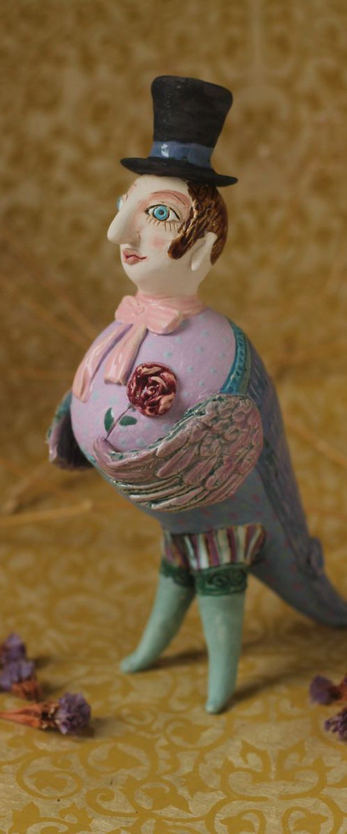 Funny bird II. Ceramic sculpture by Elya Yalonetski