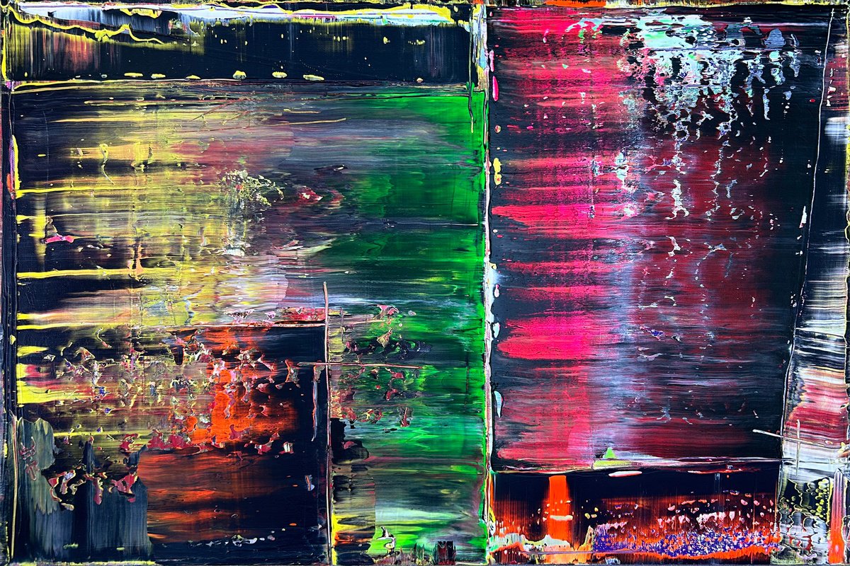 Expressive Abstract Acrylic Painting By Preston M. Smith (Pms), 36 X 24", "Which Side Are You On?", Original Artwork
