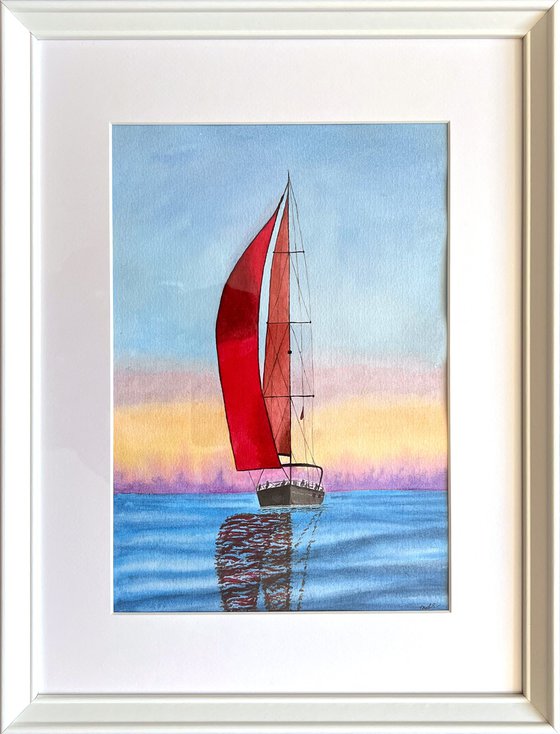 Scarlet sailboat