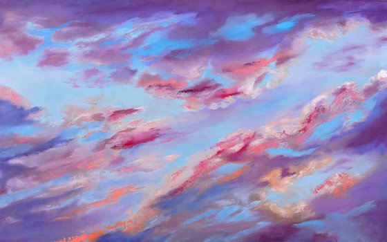 Ripped Clouds. Large painting, 30" x 48".