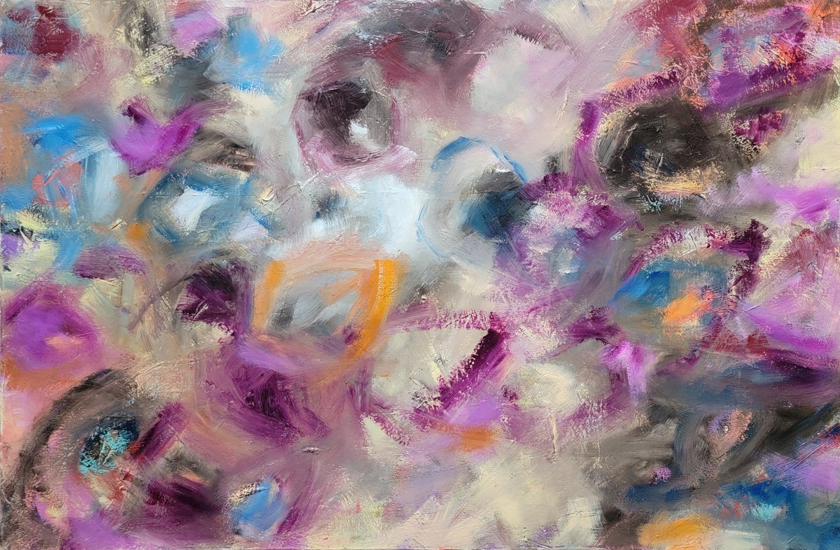 Expressive Abstract Oil Painting By Faith Patterson, 36 X 24, Shady Resting Place, Original Artwork