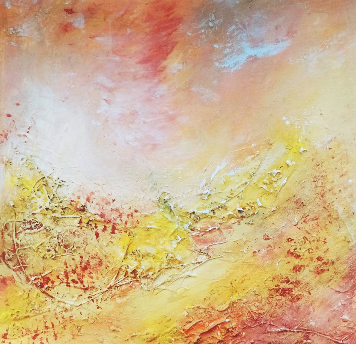 Abstract Botanical Acrylic Painting By Tetiana Pchelnykova, 12 X 12", Whisper Of The Earth, Original Artwork