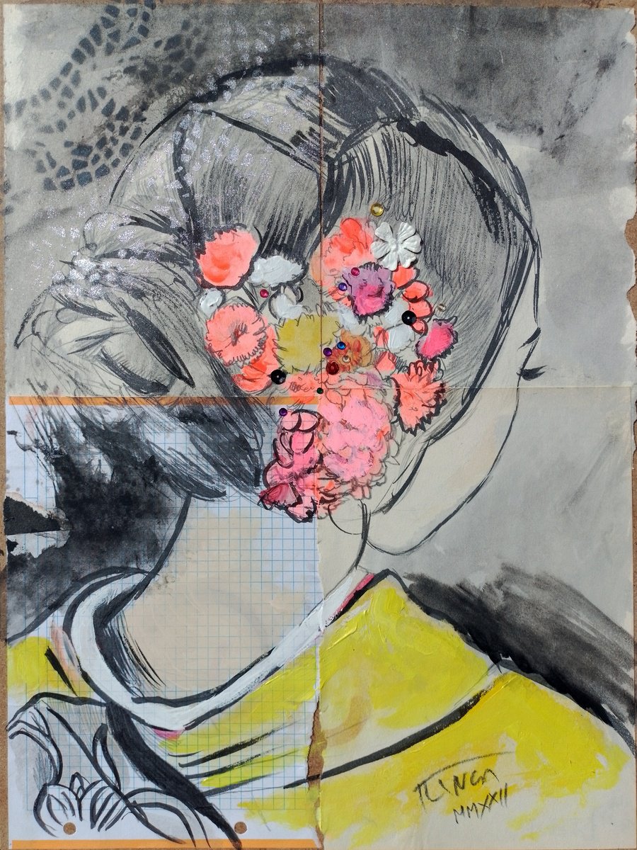 Illustrative Portrait Ink Drawing By Catalin Ilinca, 12 X 16, Kosuke (L