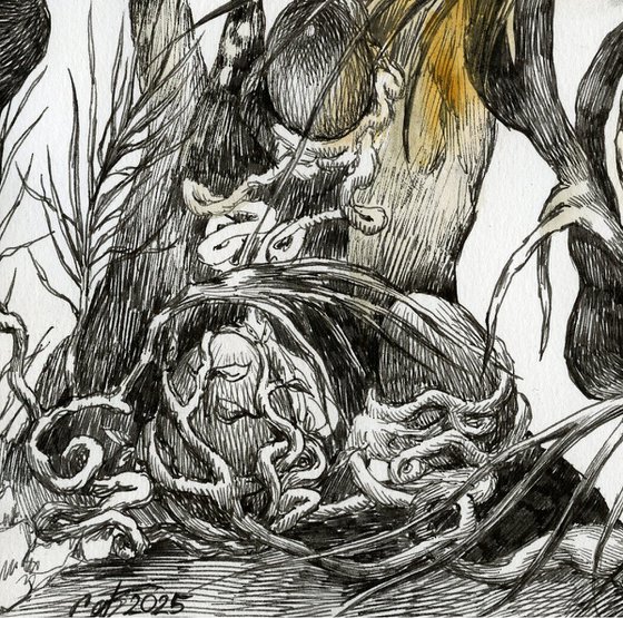 A large bird watches over its nest