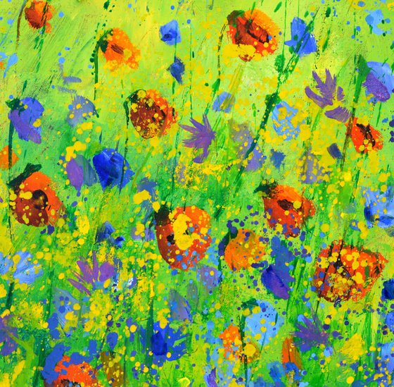 Poppies and blue cornflowers