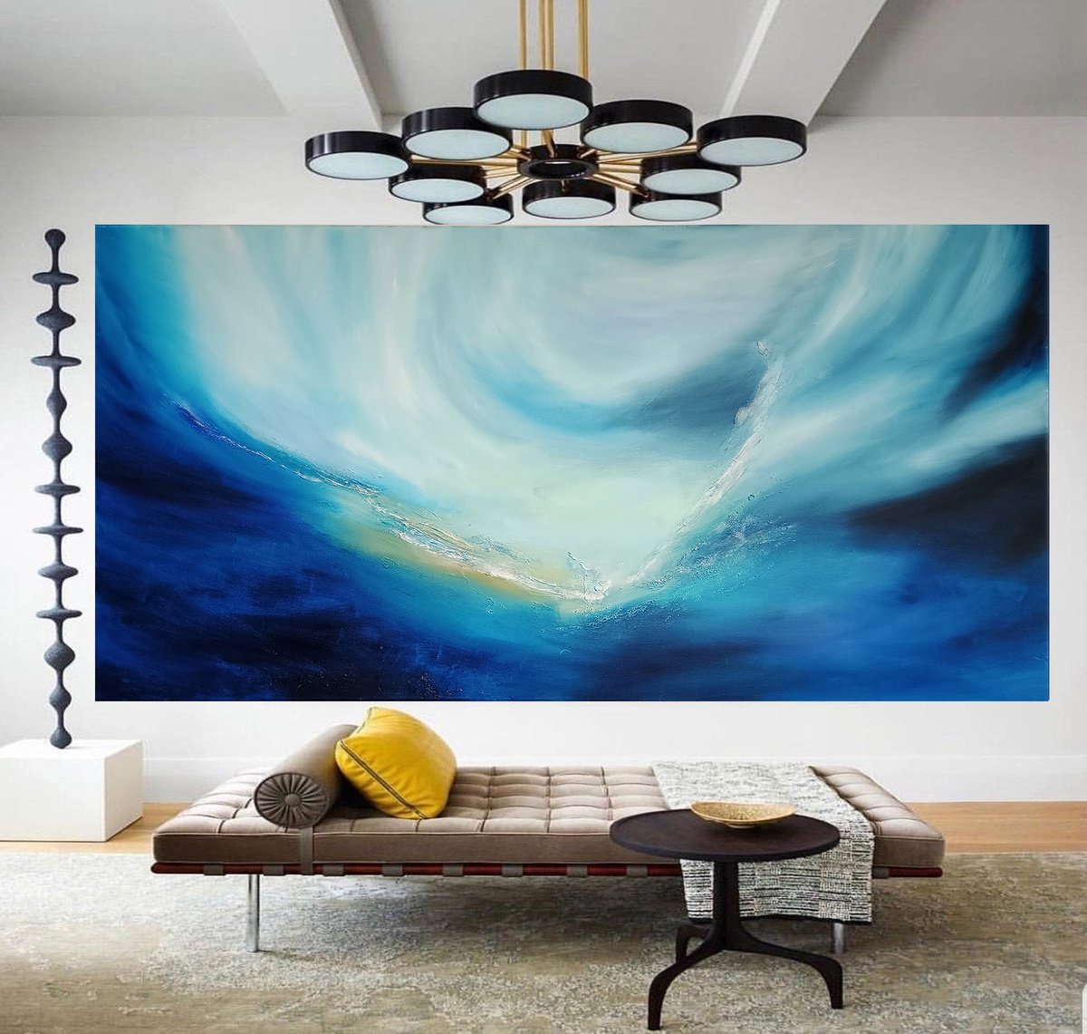Abstract Acrylic Painting By Susan Wooler, 63 X 31", Xxxl Ocean Of Emotion, Original Artwork