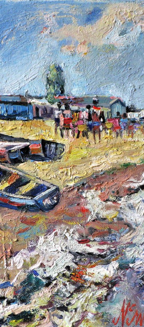 Boats on the shore. by Nikifor Swiristuhin