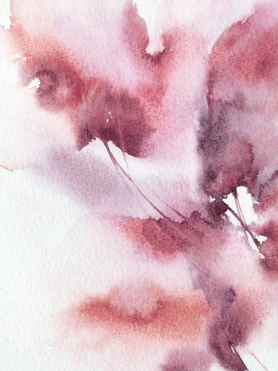 Pink abstract floral watercolor, floral diptych "Floral dreams"