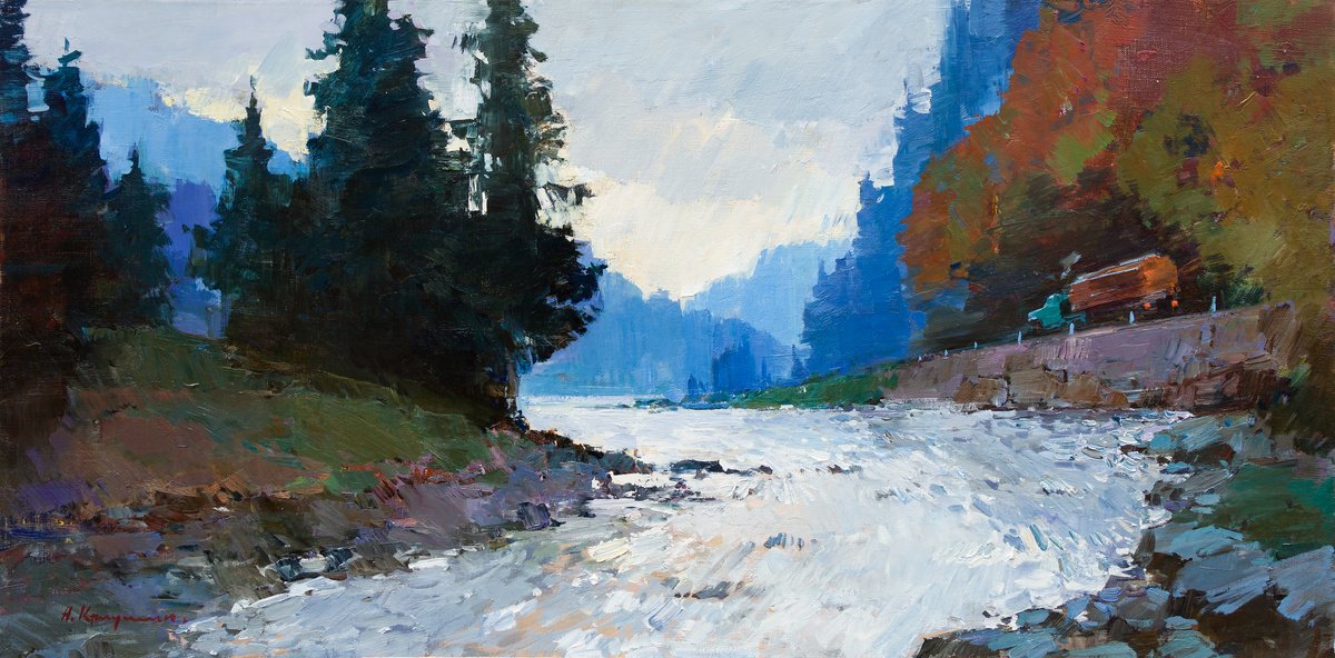 Mountain River. Carpathians By Aleksandr Kryushyn, 39 X 20, Artwork For Sale On Artfinder