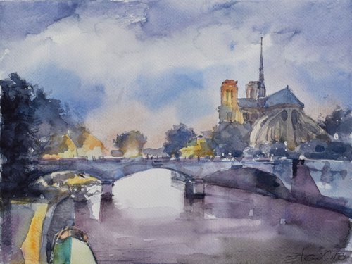 View of Notre-Dame,Paris by Goran Žigolić Watercolors