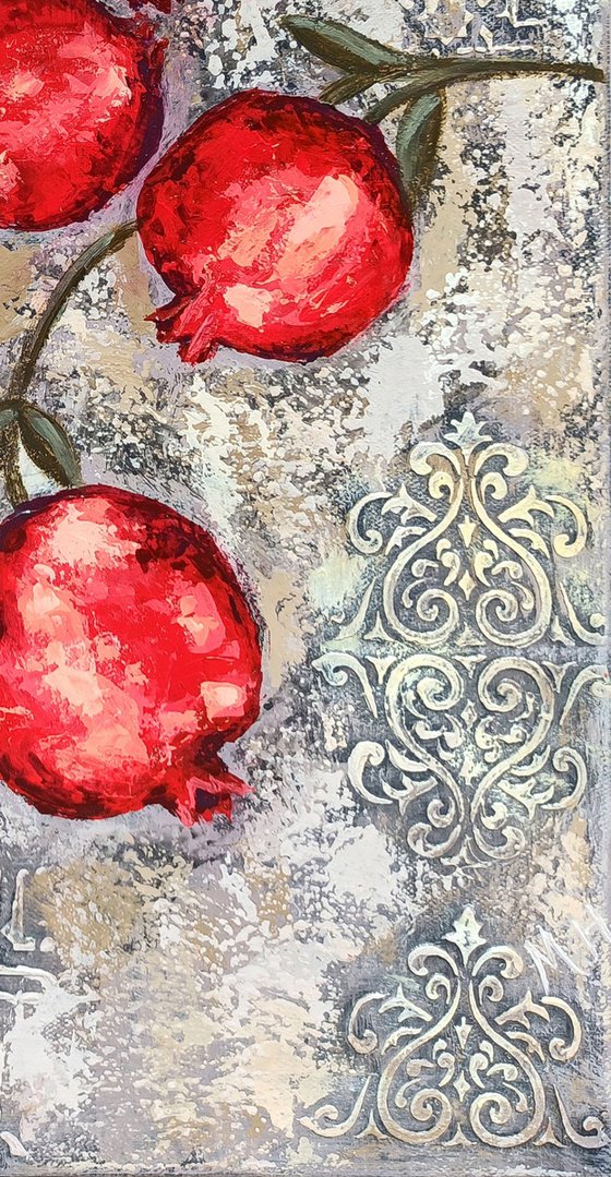 Pomegranates with textured background