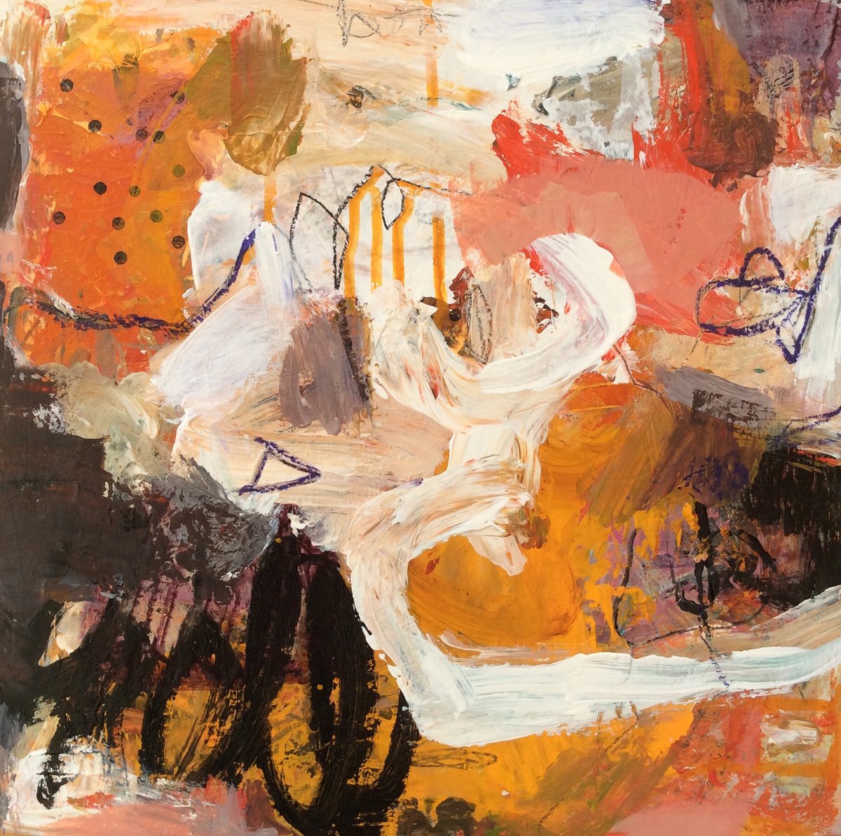 Abstract Acrylic Painting By Linda Coppens, 12 X 12", 112020-10, Original Artwork