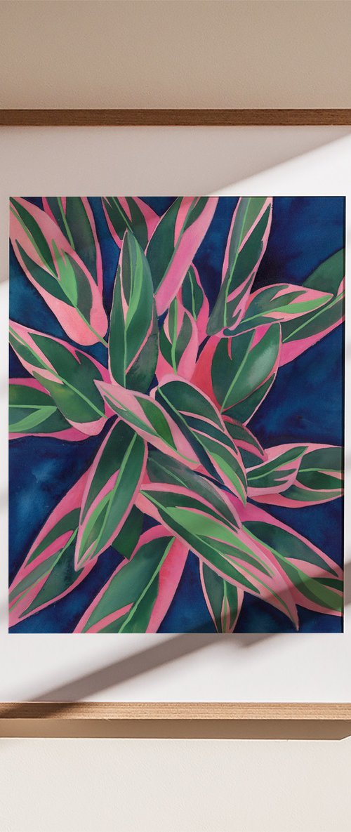 Calathea Triostar Painting 3 by Ana Mogush