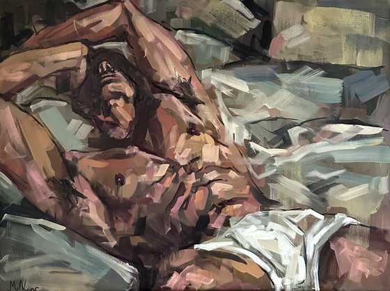 Nude male oil painting gay erotic art