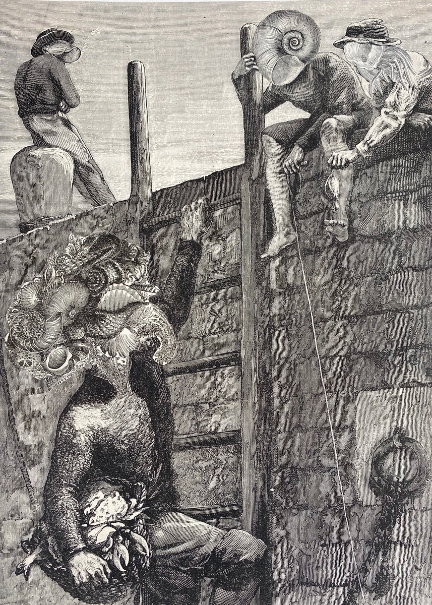 Surrealistic Portrait Collage By Tudor Evans, 7 X 9", Catching Crabs In Cornwall, Original Artwork