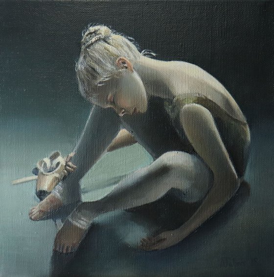 Days End, Exhausted Ballerina, Young Dancer Painting